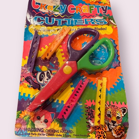New In Package Vtg Lisa Frank Scissors Crazy Crafty Cutters 4 Blades Scissors - Picture 4 of 8